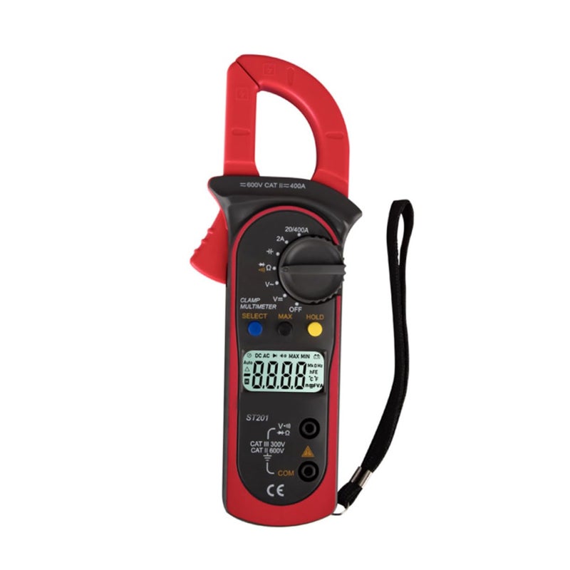 Red Digital Clamp Multimeter Auto Ranging AC DC Voltmeter Ammeter Ohm Tester - Image 1